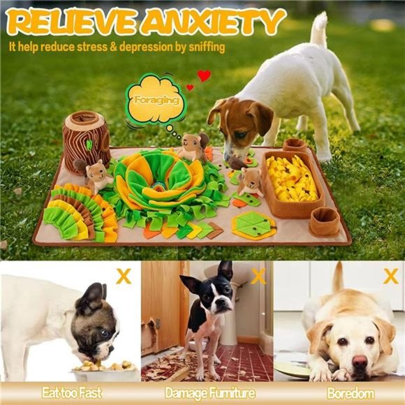 Snuffle Mat ,Dog Feeding Mat Sniff Mat Interactive Dog Puzzle Mat (Green) - Picture 4 of 6